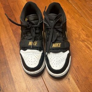 Nike Air Jordan Black, White & Gold Sneakers